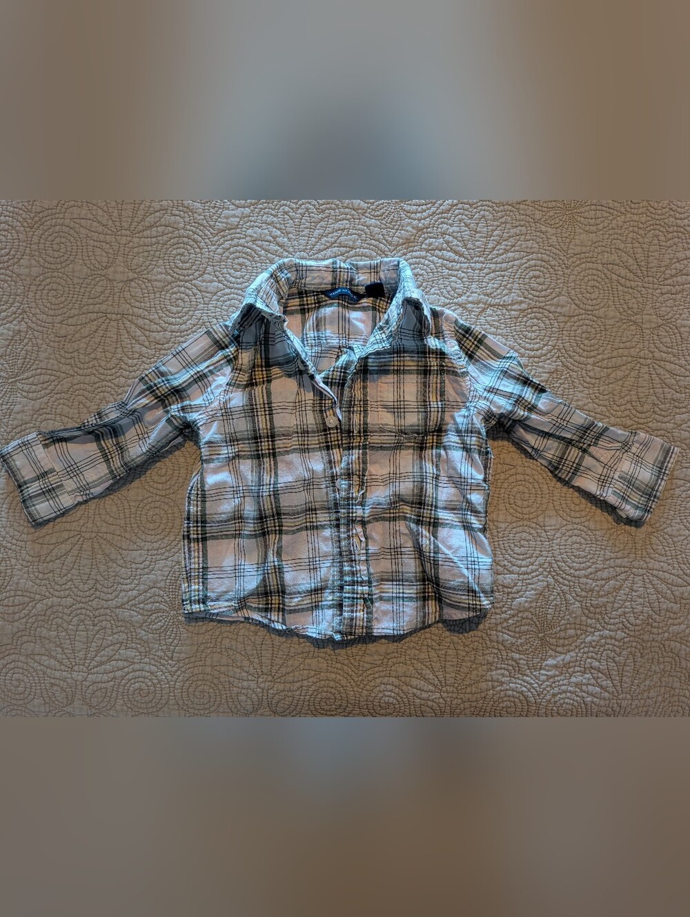 Janie and Jack Blue & White Plaid Button-Down Shirt